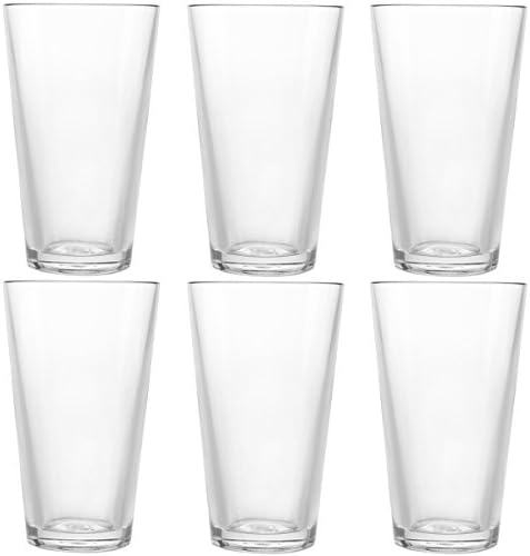 Symglass 6 Pack 16oz Plastic Beer Glasses Unbreakable Tritan Pubware American Pint