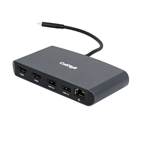 CalDigit Thunderbolt 3 Mini Dock -Portable, Bus Powered, Non Charging, 40Gbs, Dual 4K Display Adapter, USB 3.0/2.0 and Gigabit Ethernet LAN for Thunderbolt 3 Mac and PC (Dual HDMI 2.0, Black)