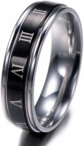 Unistyle Roman Numerals Bands Ring Mens Stainless Steel Jewelry (9)