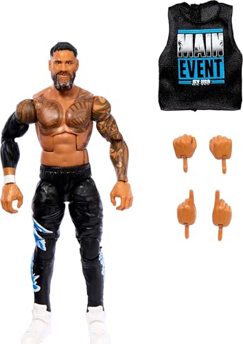 WWE Mattel Top Picks, Elite Action Figure and Accessory Set, Jey USO 6-Inch Collectible with Interchangeable Hands, Ring Gear and 25 Points of Articulation