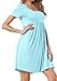LAINAB Womens Summer O Neck Flowy Loose Casual Short Tunic Dress Sky Blue XXL