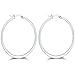Areke Stainless Steel Hammered Large Hoop Earrings for Women - Round Teardrop Huggie Loops 4 Pairs Sets Style 4Pairs-50mm