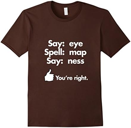 Men's Say Eye Spell MAP Say Ness Gag Tshirt Funny Penis Joke Prank Large Brown