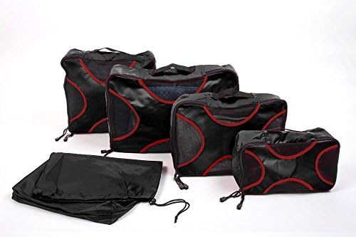 Travel Packing Cubes Set with 4 Cubes and Laundry Bag, Travel Organizers for luggage
