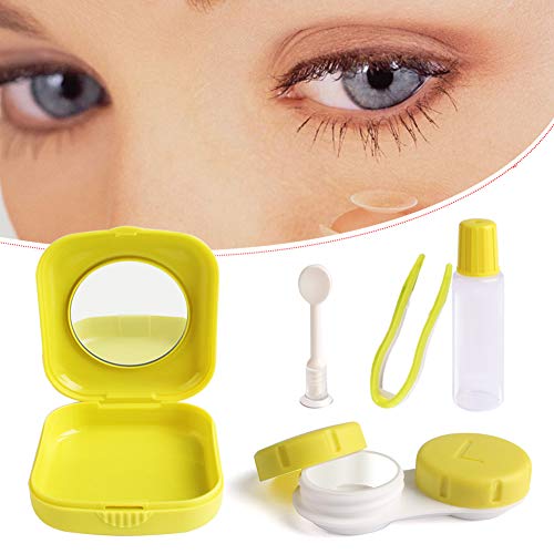 Cute Pocket Mini Contact Lens Case Travel Kit Easy Carry Mirror Container Holder Light Blue - Thumbnail 2