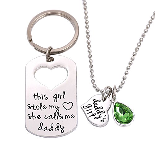 LParkin This Girl Stole My Heart She Calls Me Daddy Keychain Necklace Set (August)