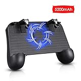 Pubg Mobile Controller with Cooling Fan 5200mah Power Bank, Mobile Gaming Trigger for PUBG/Fortnite/Rules of Survival, Phone Controller for Android/iOS (Black)