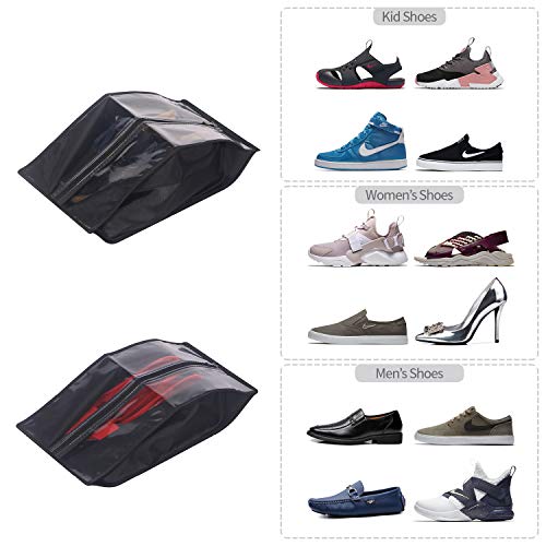 Shoe Bags for Travel 6 Pack Waterproof Organizer Storage bag for Men & Women, X Large, Black