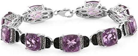 Pink Moscato Quartz, Black Spinel, Zircon Platinum Plated Silver Line Bracelet For Women 31.8 cttw