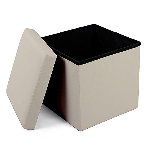 Geartist GOO1 Leather Folding Organizer Storage Ottoman Bench Footrest Stool Coffee Table Cube,  ...
