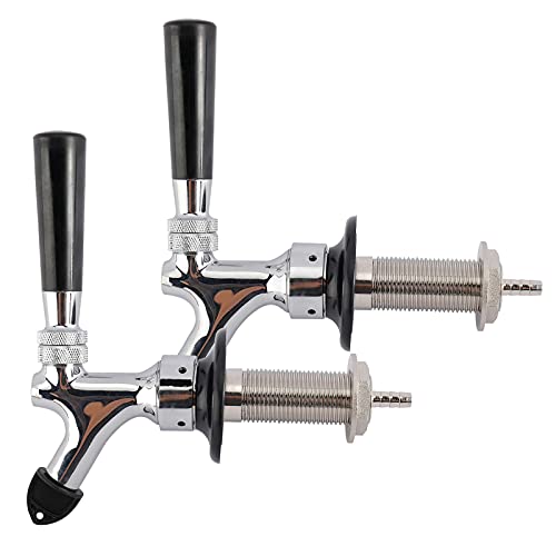 RealPlus 2 Pack of Draft Beer Faucet with 4.1" Shank,Black Handle and