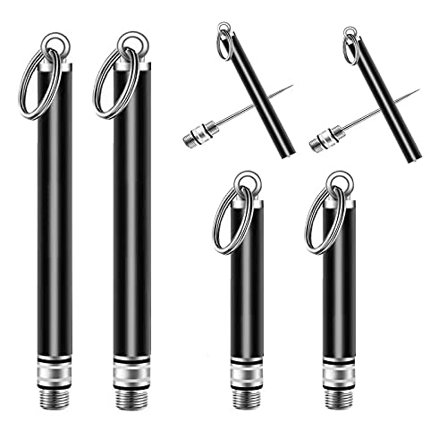 4 Reusable Titanium Toothpicks with Protective Holder - Mini Metal and Stainless Steel Portable Set for Household and Outdoor Use (2 Long & 2 Short, Black)