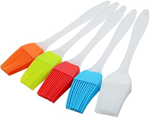 ANXVERS 5pcs Silicone Basting BBQ Pastry Brush High Temperature Grill Barbecue Oil Brush Multi-use Brush Dishwasher Safe Easy Clean BPA Free FDA Approved, 5 Colors (Red, Yellow, Blue, Orange, Clear)