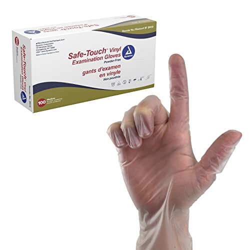 Dynarex Safe-touch Vinyl Exam Gloves, Powder Free, Medium, 1 Box Of 100 Gloves,…