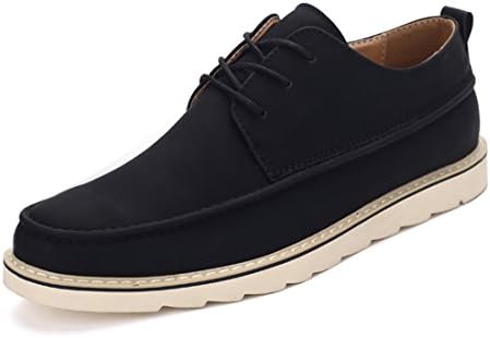 XIAFEN Men's Classic Fashion Lace-Up Flat Casual Oxford shoes Black&amp;Grey