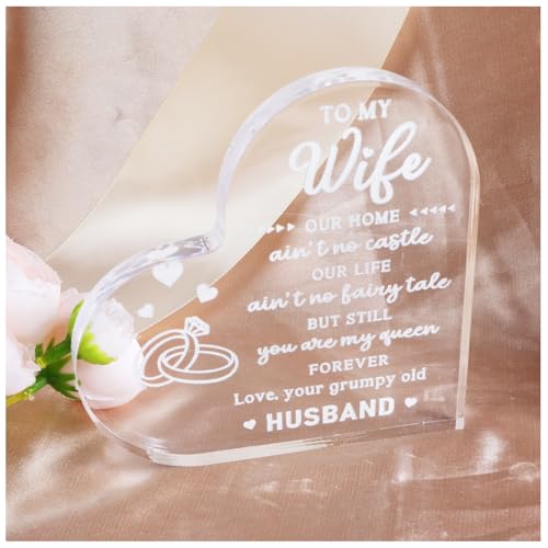 Heart Shaped Acrylic Plaque, Gift for Romantic Occasions, Unique Love Gift for Her, Gift for Wife, Memorial, Personalized Acrylic Plaque,Gifts for Girlfriend,Love Gifts for Her,Love You Gifts
