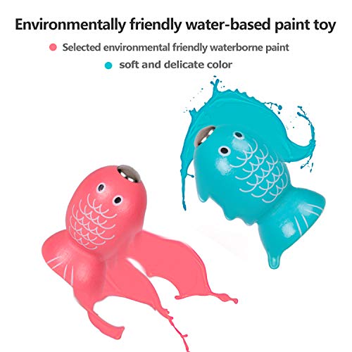 Rolimate Fishing Game Wooden Magnet Fishing Toy Montessori Developmental Preschool Toy Color Recognition, 10 Fishes Beads Fishing Pole Clamp Chopsticks, Birthday Gift for 3 4 5+ Years Boy Girl Toddler - Thumbnail 2