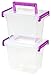 IRIS USA 2.3 Quart Modular Latching Box-Purple Handle, Clear, 1 Pack