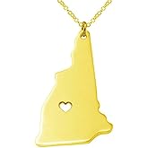 Meiligo 18K Gold Silver Country Map Charm Pendant New Hampshire State Map Necklace Jewelry