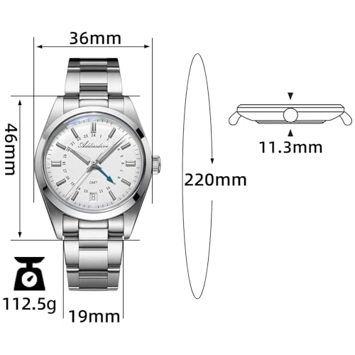 ADDIESDIVE Diver Men's 36mm Small Dial Waterproof 100m Round 515-24 Hours Stainless Steel Watch