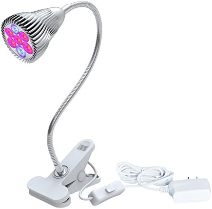 LED Grow Light, Ruoi 7W 3 Bands LED Clip Desk Lamp with 360 Degree Flexible Neck for Hydroponic Garden Greenhouse