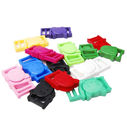 Photo 1 of CooBigo 25pcs 3/8" (11mm) Cat-Head Plastic Safty Breakaway Buckles for Bra Cat Dog Collar Paracord FLC124(Mix-s)