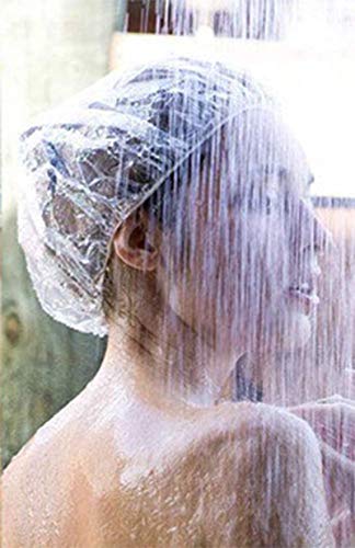 image for Disposable Shower Caps, Sopito 100 Pcs Plastic Waterproof Clear Shower