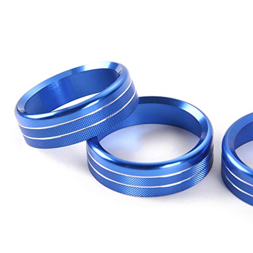 JOIN-WIT 6pcs Inner Air Conditioner & Audio & Trailer & 4WD Switch Knob Ring Button Cover Trim for Ford F150 XLT 2016 2017 (Blue) - Thumbnail 3