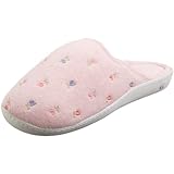 Isotoner Women's Terry Embroidered Scalloped Clog, Pink, 8.5-9 M US