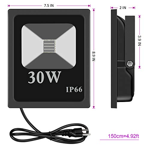 Exulight UV Black Light Outdoor, High Power 30W Ultraviolet LED Flood Light, 85V-265V AC IP66 Waterproof for Party Supplies Curing Glue Fishing Aquarium DJ Disco Birthday Wedding Stage Lighting (30)