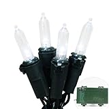 Vmanoo M5 Battery Operated String Lights 50LED Clear Mini Fairy Christmas Decor 5 Modes Timer For Outdoor Indoor Garden Patio Lawn Wedding Decorations (White)