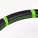 Auto Dynasty Aluminum Frame Vinyl Leather Cover 350mm 6-Bolt Steering wheels + Horn Button (Green Spoke/Green Stripe)