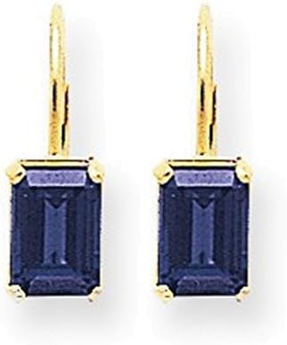 14k 7x5mm Emerald Cut Sapphire earring