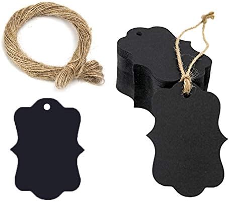 100 Pcs Kraft Paper Reward Tags with 20 Meters String Clean Handwriting Paper Label Black and White Tag for Home made Reward Handmade Product Value Listing Tags