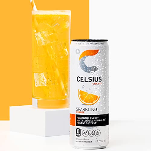 CELSIUS Sparkling Orange, Functional Essential Energy Drink 12 Fl Oz