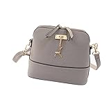 Voberry New Women Messenger Bags Vintage Small Shell Leather Handbag Casual Bag (Gray)