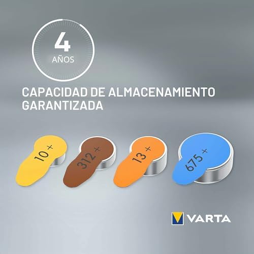 Baterias para aparelhos auditivos amarelos tipo 10, pack de 60, Power on Demand, bateria para aparelhos auditivos, pilhas de botão para aparelhos auditivos, fabricados na Alemanha