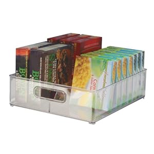 iDesign-75330-FridgeFreeze-Binz-Storage-Boxes-Kitchen-Storage-Container-with-Two-Compartments-Made-of-Plastic-Clear-Divided iDesign Divided Fridge Organiser, Stackable Storage Container with Handles, Large BPA-free Clear Drawer Organizer for…