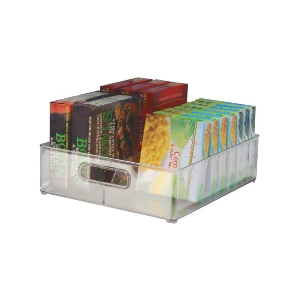 iDesign-75330-FridgeFreeze-Binz-Storage-Boxes-Kitchen-Storage-Container-with-Two-Compartments-Made-of-Plastic-Clear-Divided iDesign Divided Fridge Organiser, Stackable Storage Container with Handles, Large BPA-free Clear Drawer Organizer for…