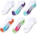 Fruit of the Loom Big Girls' 6 Pack Low Cut Socks, Multi, Shoe: 10.5-4