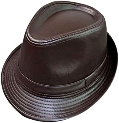 KKONION Panama Hat PU Leather Men's Balck Chapeu Feminino Fedora Hat for Gentleman Church