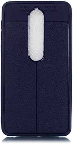 Mioc Nokia 6.1 2018 Case, 360° All Inclusive Shockproof Soft TPU Silicone Protective Slim Flexible Case with Litchi Pattern Case Cover for Nokia 6.1 2018 [Blue]