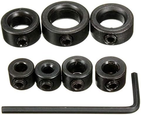 MISAZ 7 Pieces Drill Bit Depth Stop Collar Drill Spacing Ring Positioner Durable Woodworking Drill Bit 3-16mm with Hex Wrench