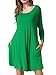 JollieLovin Fall Dresses for Women 3/4 Sleeve Plus Size Tshirt Dresses with Pockets Casual Swing Long Sleeve Dresses Loose Fit Winter Dresses Forest Green 3X