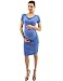PattyBoutik Mama Cowl Neck Short Sleeve Maternity Dress (Moderate Cobalt Blue Small)
