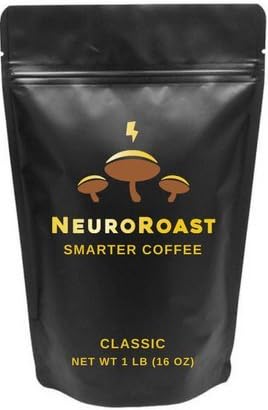 NeuroRoast Classic - Mushroom Coffee Made With Lion's Mane, Cordyceps, Chaga, Reishi, and Turkey Tail - 100% Real Mushroom Extracts, No Mycelium Or Fillers.