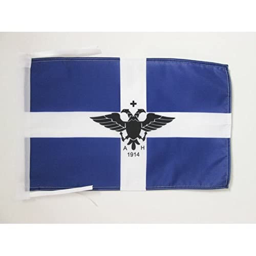 AZ FLAG - Greeks in Albania Flag - 18'' x 12'' - 100% Polyester Northern Epirotes Small Banner with Two Cords - Fade Resistant - Vivid Colors - 18x12 in - 45x30 Cm — image 1