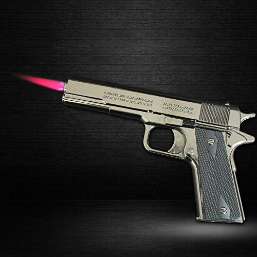 New Windproof Lighter Black Metal Gun Personalized Refillable Butane Gas Gift