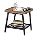 VASAGLE 2-Tier End Table, Industrial Nightstand, Coffee Table with Storage Shelf, Wood Look Accent Furniture, with Metal Frame ULET42X