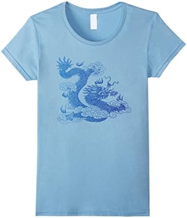 Womens Awesome Japanese Dragon TShirt XL Baby Blue
